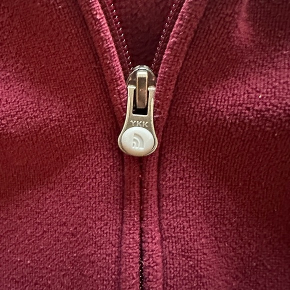 North Face Masonic Fleece Full Zip Hoodie Jacket Size Small Maroon Red Polartec - Picture 11 of 12